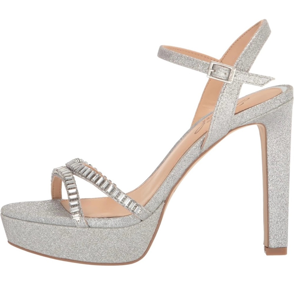 Brand New Jewel Badgley Mishka Rhinestone Silver Heels